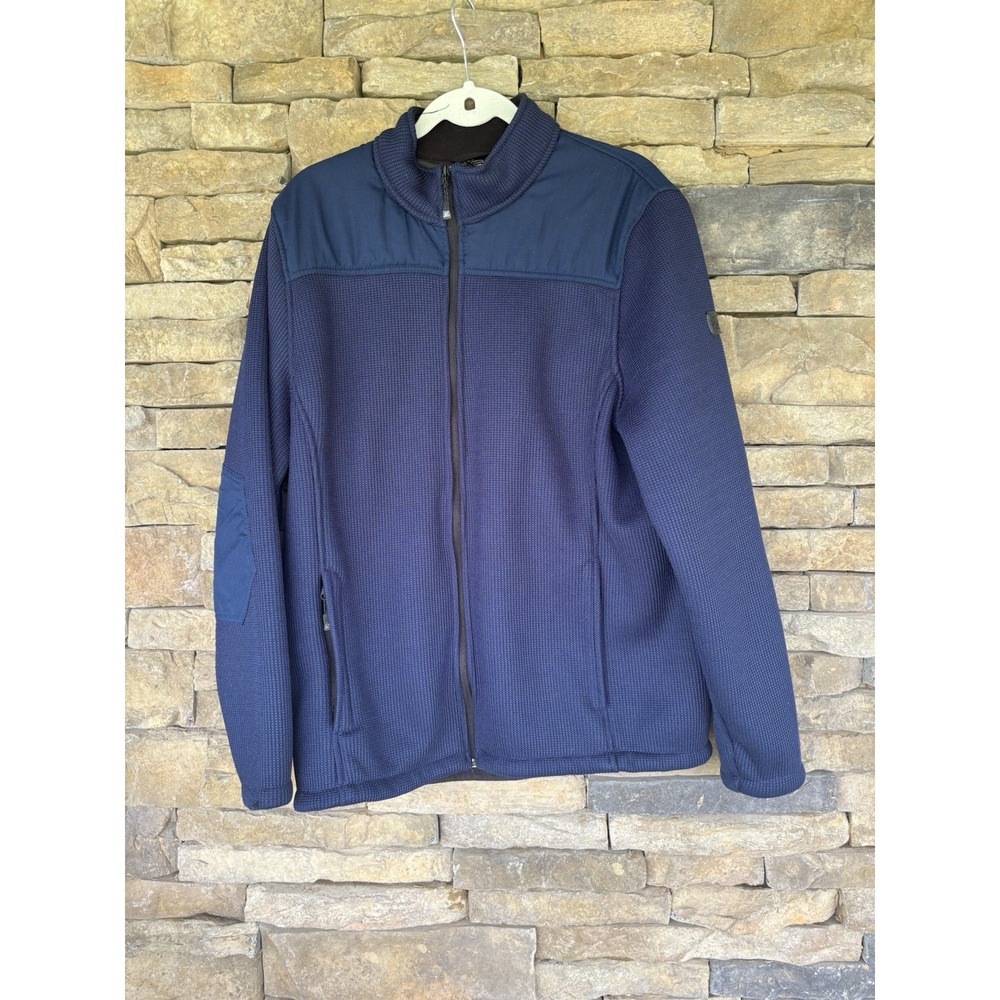Zeroxposur Jacket Mens Large Blue Heavy Knit Moto Coat Fleece Lined Pockets